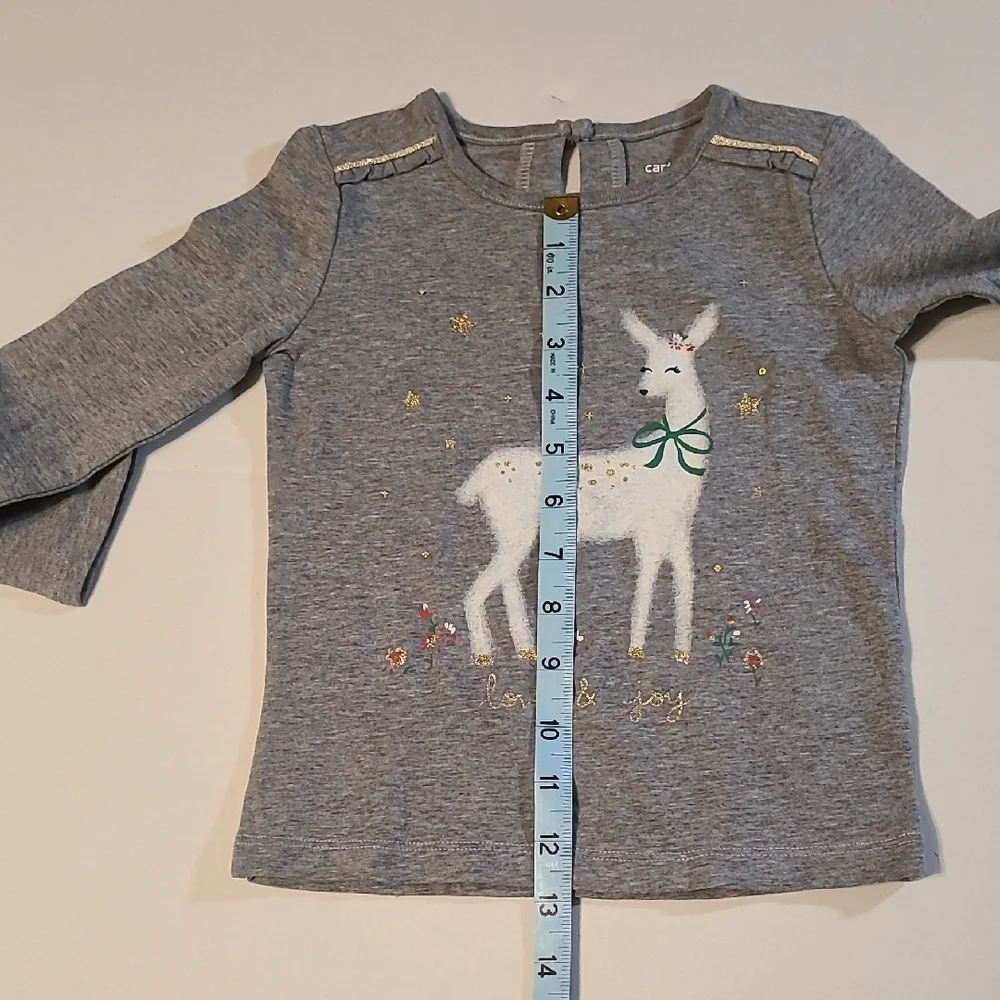 Carters Cute Festive Girls Reindeer Shirt With Glitter NWT Size 3/3T